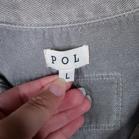 POL Oversized Color Block Distressed Jacket size Large - Picture 6 of 8